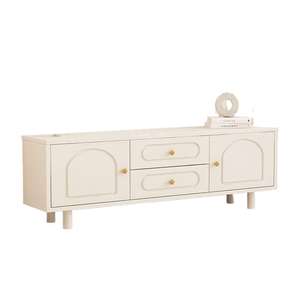Mueble para TV color crema, estilo minimalista moderno con cajones de almacenamiento para sala de estar, diseño de pie para apartamento pequeño - Product Image 5