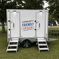 Remorque de toilettes portable unisexe à plusieurs compartiments, écologique, grande capacité pour les lieux publics et les événements