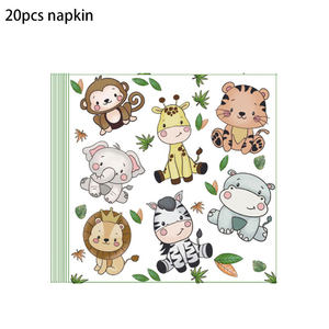 वन वन चिड़ियाघर पार्टी थीम जन्मदिन ईस्टर सजावट डिस्पोजेबल टेबलवेयर पेपर प्लेट कप टेबलडोर कार्टून - Product Image 4