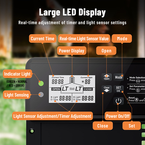 HHD WONEGG <span class=keywords><strong>Porte</strong></span> <span class=keywords><strong>de</strong></span> poulet automatique durable 2025 Nouveau modèle <span class=keywords><strong>Panneau</strong></span> <span class=keywords><strong>solaire</strong></span> Batterie <span class=keywords><strong>de</strong></span> secours Anti-pincement - Product Image 6