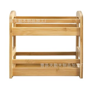 Estante para especias de bambú y madera, estante creativo transfronterizo para almacenamiento de especias en encimera de cocina, estante de madera maciza de doble capa - Product Image 5