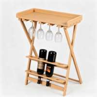 Table d'appoint de buffet moderne d'extérieur en PEHD, pliable, avec porte-verres à vin et casier à vin, résistante aux intempéries, finition imitation bois, pour cuisine et salle à manger