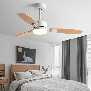 Nordic Style <b>Ceiling</b> <b>Fan</b> Light With Wooden Blades 52 Inch LED Light For Living Room And Study Flush Mount Modern Design - Product Image 3