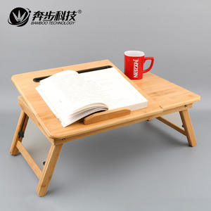 Table pliante pour ordinateur portable Samexi en bambou, support trépied avec pieds réglables, design pliable pour ordinateurs portables - Product Image 4