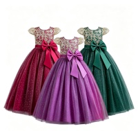 Nouvelle Robe Décontractée pour Filles 2026 Grande Taille à Paillettes et Fleurs, Respirante, Coupe Évasée, Longueur Cheville, Style Princesse, Motif Uni