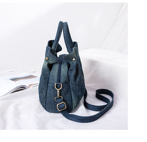 กระเป๋าผ้ายีนส์อเนกประสงค์สไตล์เกาหลีใหม่กระเป๋าถือกระเป๋าสะพายพาดลำตัวสะพายไหล่หนึ่งกระเป๋าหลายกระเป๋าแบบย้อนยุค - Product Image 3