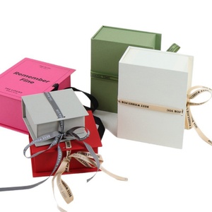 Popular Solid Pattern <b>Book</b>-Shaped Gift <b>Box</b> Ribbon Closure Multiple Colors Available Wholesale Rings Necklaces Jewelry Packaging - Product Image 2