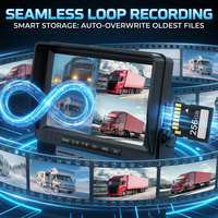 Système de surveillance de camion robuste à 4 caméras, moniteur HD 7 pouces, écran partagé, solution anti-angle mort 360°, enregistrement en boucle DVR, vision nocturne
