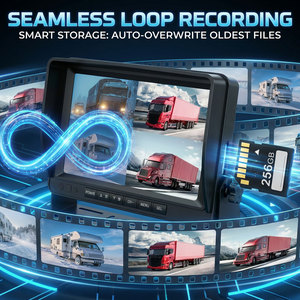 Système de surveillance de camion robuste à 4 caméras, moniteur HD 7 pouces, écran partagé, solution anti-angle mort 360°, enregistrement en boucle DVR, vision nocturne - Product Image 4