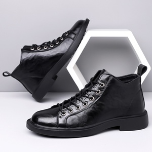 Botas de invierno 2025 estilo retro británico para hombre, con punta redonda, cordones, resistentes al desgaste, de media pantorrilla, parte superior de microfibra, tallas grandes. - Product Image 3