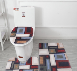 Alfombra de baño estampada, juego de tres piezas <span class=keywords><strong>para</strong></span> baño, alfombra de baño absorbente, alfombra de franela impermeable antideslizante, almohadilla adhesiva <span class=keywords><strong>para</strong></span> pies - Product Image 4