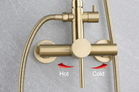 Ensemble de système de douche de pluie 2 fonctions colonne de salle de bain en acier inoxydable 304 ss mélangeur à 2 voies or brossé pomme de douche de 10 pouces