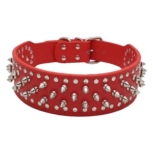Venta al por mayor de moda ajustable varios colores doble tracción engrosada PU afilado tachonado pequeño <span class=keywords><strong>collar</strong></span> de perro mascota - Product Image 5
