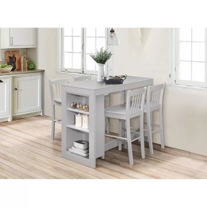 Bàn <span class=keywords><strong>bar</strong></span> nhỏ bằng gỗ cao nhà bếp ăn sáng Nook với kệ lưu trữ Bàn cà phê hiện đại cho nhà bếp và phòng ăn - Product Image 1