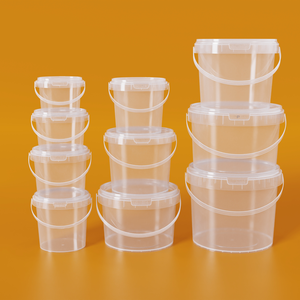 Giá bán buôn thực phẩm kín lớp rõ ràng Xô có nắp đậy cá nhân in ấn rỗng vòng Xô Nhựa với xử lý - Product Image 2