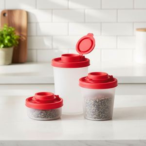 Nouveaux pots à épices réutilisables en plastique personnalisés avec couvercles doseurs, compatibles lave-vaisselle, pour le stockage et la distribution de sel et de poudres en cuisine - Product Image 4