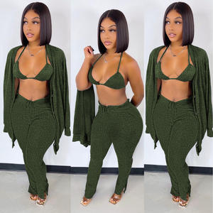 XS Cropped Jacket Damen anzug Zweiteilige Sets Flare Pants Low Cut Langarm Velours Trainings anzug Leggings 2-teiliges Set für Mädchen - Product Image 3