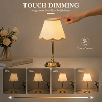 Lampe de table rechargeable E27, abat-jour en tissu facile à changer, lampe de table sans fil à intensité variable pour restaurant