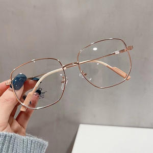 Montures de lunettes rectangulaires irrégulières Tinglai anti-lumière bleue unisexe, monture large en métal avec verres AC, pont nasal moyen - Product Image 2