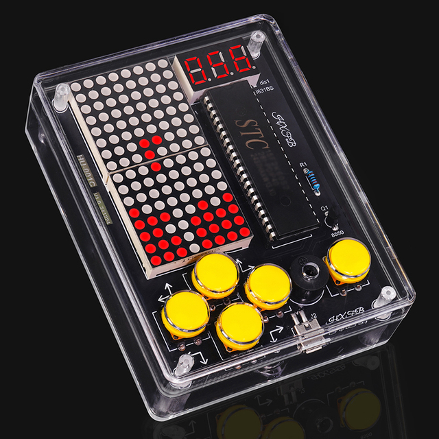 DIY Upgraded Pixel Game Console Electronic Kit Soldering Practice Kit Red LED Dot Matrix Digital Tube Display Adjustable USB 5V