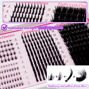 Pestañas Postizas Segmentadas 80D100D200D, 5-20mm, Negro Mate, Alta Calidad, para Injerto DIY, Pestañas Superiores e Inferiores - Product Image 4