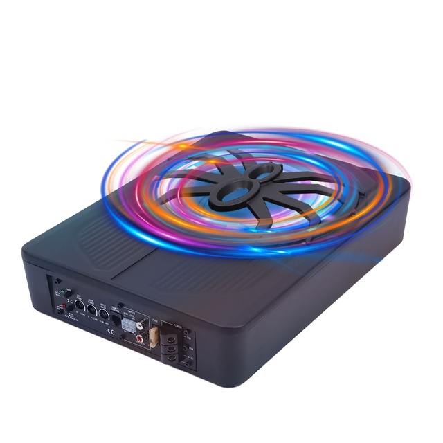 Ultra-Thin 10 Inch 800 Watts Active Underseat Subwoofer 12V DC Car Audio Speaker 200W RMS Power New Style 55mm Thick Subwoofer