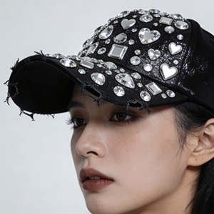 Gorra de Béisbol Retro Americana Vintage, Impermeable, de Sarga, con Efecto Desgastado, Pedrería y Logotipo Personalizado en el Panel Frontal Sublimado - Product Image 2