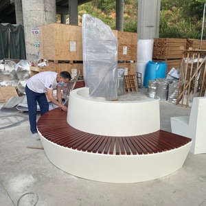 Fioriera OEM di grandi dimensioni personalizzata <span class=keywords><strong>in</strong></span> fibra di vetro e <span class=keywords><strong>legno</strong></span>, con seduta a panca, per esterni, giardini, aree di attesa, ospedali, parchi, palestre - Product Image 5