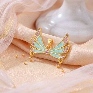 DIY-sieradenaccessoires, Koreaanse versie, notitie vlinderpatroon, oliedruppel, koper, micro-set zirkoon ketting, armband, hanger - Product Image 6