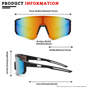 Gafas de Sol Deportivas de Lujo con Montura Completa, Tamaño 80-20-127, Protección UV400, Ligeras, Duraderas, de Alta Calidad, Ajuste Cómodo, Polarizadas, Rojas - Product Image 5