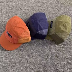 American Style Bata Workwear Inspired 5 Panel Corduroy Cap Corduroy Paneled Color <b>Block</b> Trendy Baseball Cap Embroidery - Product Image 6