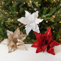 Fleurs artificielles Rose Fleurs de Noël Noël Halloween Décorations de fête Paillettes dorées Arbre de Noël pour la décoration de la maison Cadeaux Accessoires