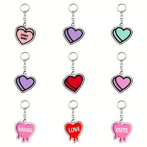 Llavero Personalizado en Forma de Corazón, de Plástico Acrílico Rosa con Brillantina, Regalos para el Día de San Valentín, Anillo para Llaves con Corazón Rojo - Product Image 3