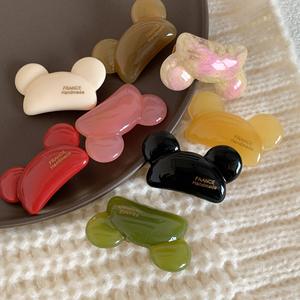 Cartoon Mickey Schattige Beer Dier Haar Clip Voor Baby Kid Merk Mini Black Shell Creaseless Alligator Haarclip Custom - Product Image 3