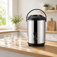 Distributeur de boissons portable en acier inoxydable avec poignée incurvée et double miroir, design classique, pour thé au lait, bubble tea et autres boissons, Guangdong