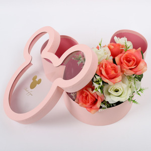 Kotak Hadiah Bunga dengan Penutup Transparan untuk Hari Valentine Diskon Besar Wajah Mickey - Product Image 4