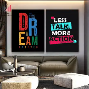 Inspirational Typography TALK LESS MORE ACTION Quotes Poster and Canvas Wall Art Pictures For Office Room Decor