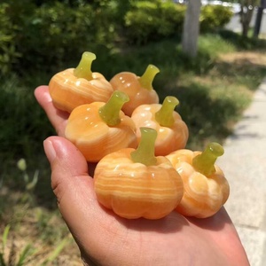 Local Stock Yellow Quartz Pumpkin Carving Natural Crystal Hand Carved Healing Home Decor Collection Folk <b>Art</b> Jiangsu Crystalhola - Product Image 2