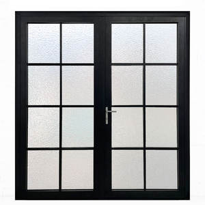Portes en aluminium à double vitrage noires personnalisées à faible émissivité Portes en aluminium à rupture <span class=keywords><strong>thermique</strong></span> <span class=keywords><strong>Porte</strong></span> à charnière ignifuge extérieure - Product Image 2
