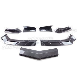 Kit de 7 lames de pare-chocs avant pour Chevrolet Corvette C8 Z51 STG 2 portes 2020-2023, style ZR1, séparateur d'aile, noir brillant - Product Image 4