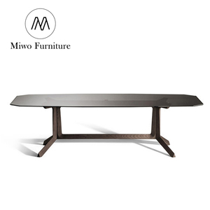 Italian Modern Home <strong>Dining</strong> Room Furniture Glass Desktop Solid Wood Designer <strong>Dining</strong> <strong>Table</strong> and <strong>Dining</strong> Chairs Set 6 Seater - Product Image 1
