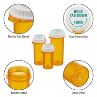 Flacons en plastique pour médicaments et pilules avec bouchons réversibles à languette de 10dr, 13dr, 16dr, 20dr, 30dr, 40dr, 60dr