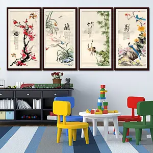 Chinese Style Plant Diamond Painting Kits Four Gentlemen Among Flowers diamond embroidery painting craft kit