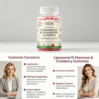 Gummies D-Mannose 60 unités 4000mg Canneberge Hibiscus Marque Privée OEM Fourniture en Gros Marque Personnalisée
