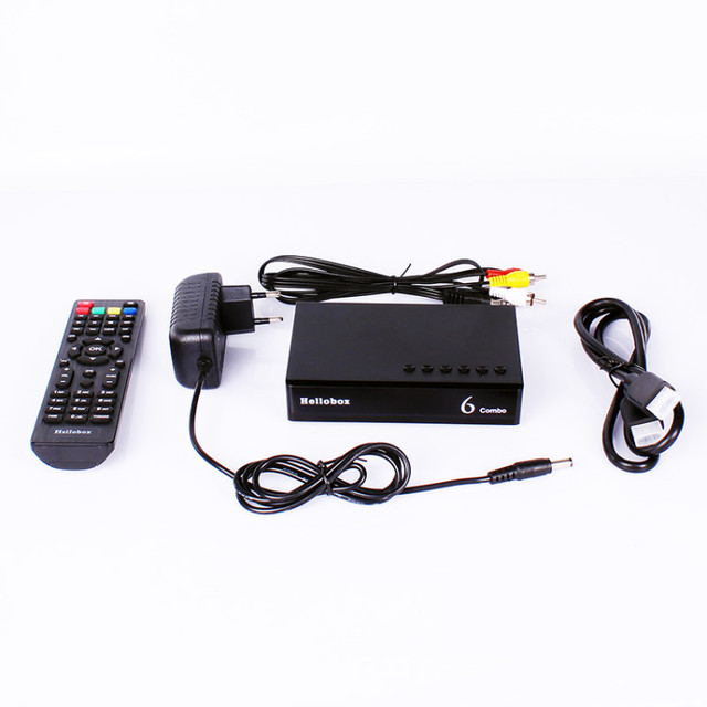 New Arrival Hello Box 6 Combo H.265 HEVC 1080P Full HD Satellite TV Receiver MultiStream/T2MI TV BOX Decoder DVB S2 Tuner