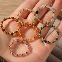 Cristaux de guérison en pierre naturelle, obsidienne, turquoise africaine, perles rondes, bijoux de mode DIY pour femmes, couples, breloques
