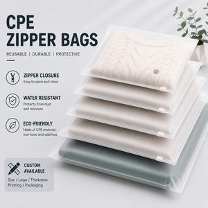 Bolsas con Cierre Hermético de CPE, Transparentes, Reutilizables, Resistentes al Agua, para Almacenamiento de Ropa Protectora, con Logotipo Personalizado Disponible - Product Image 1