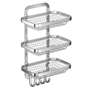 Jinxian <b>Wall</b> Mounted Garlic Ginger Rack Double Layer Stainless Steel Kitchen Organizer No Drilling Needed <b>Storage</b> <b>Basket</b> - Product Image 5