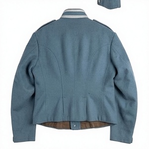 Light Blue 100% Wool Men's <b>Quilted</b> Jacket Stand Collar <b>Single</b> Breasted Winter Uniform Style Outerwear - Product Image 3