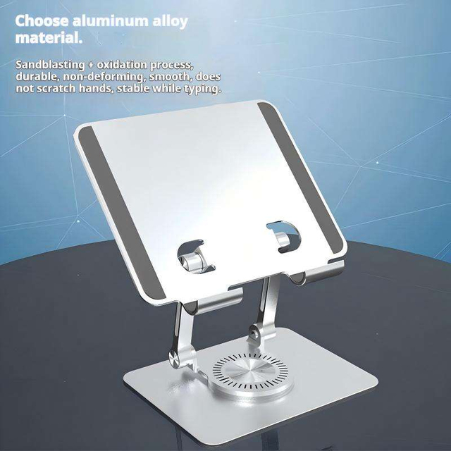 Alloy Adjustable Tablet Stand with 360° Rotating Base, Heat Dissipation Phone Holder for Desk, Wholesale Supply